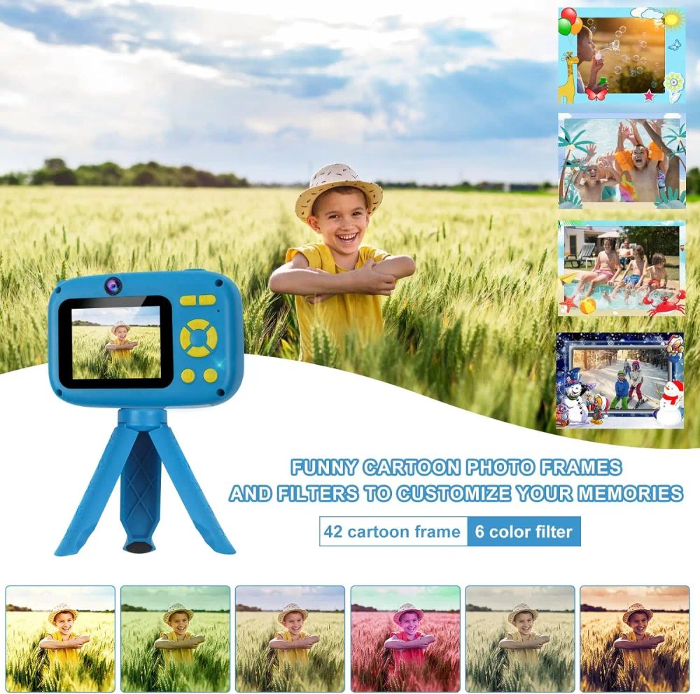 Digitálny Detský Fotoaparát S Funkciou Videokamery, So Statívom, 1080P HD, Režim Selfie, Ružová