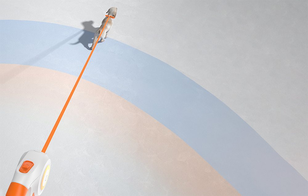 Rojeco Automatikus Kutyapóráz LED Fényekkel, 5m, Fehér-narancs Színben