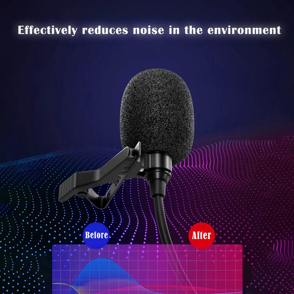 Techsuit Drôtový Klopový Mikrofón WL1, USB-C, Jack Samica 3,5 Mm, Redukcia šumu, Kovový Klip, čierny