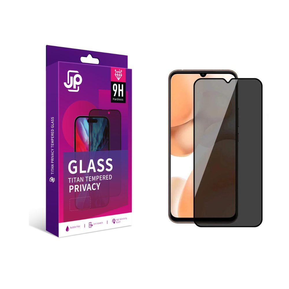 Levně JP Titan Privacy extra odolné tvrzené sklo, Xiaomi Redmi 15C, černé