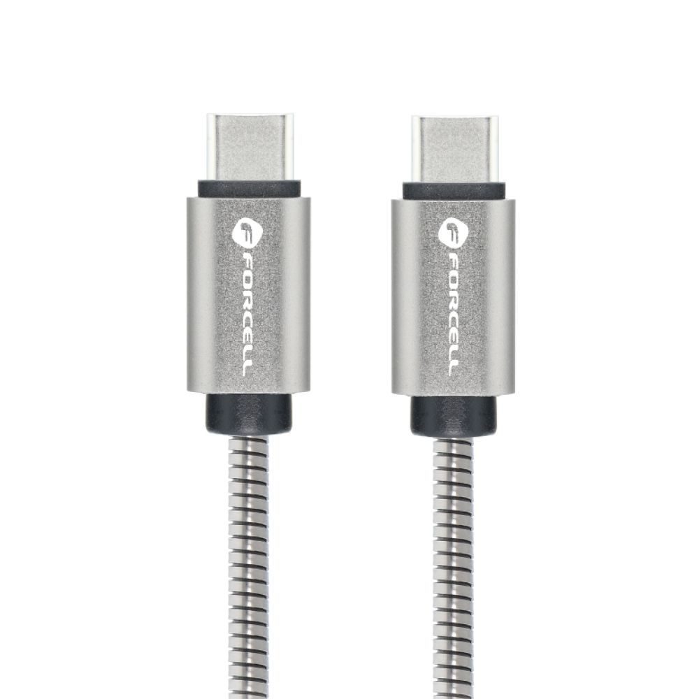 Forcell F-Energy kabel USB-C - USB-C, QC4.0, PD, 3A, 66W, 2 m, stříbrný