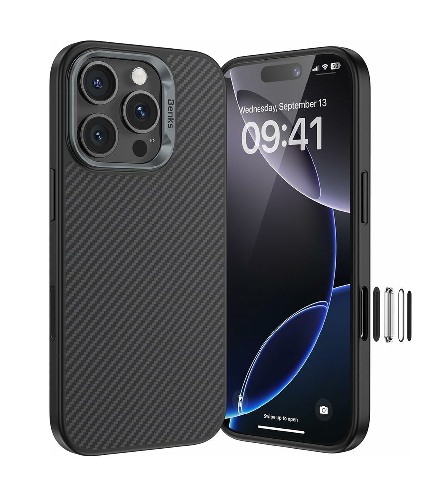Levně Benks Magnetic Armor Pro Kevlar obal Metal Frame, iPhone 16 Pro Max, černý