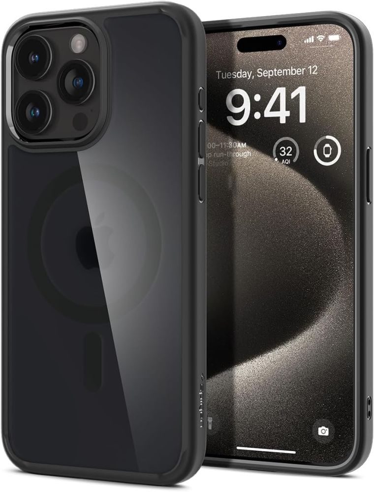 Spigen Ultra Hybrid Mag s MagSafe, iPhone 15 Pro Max, frost black