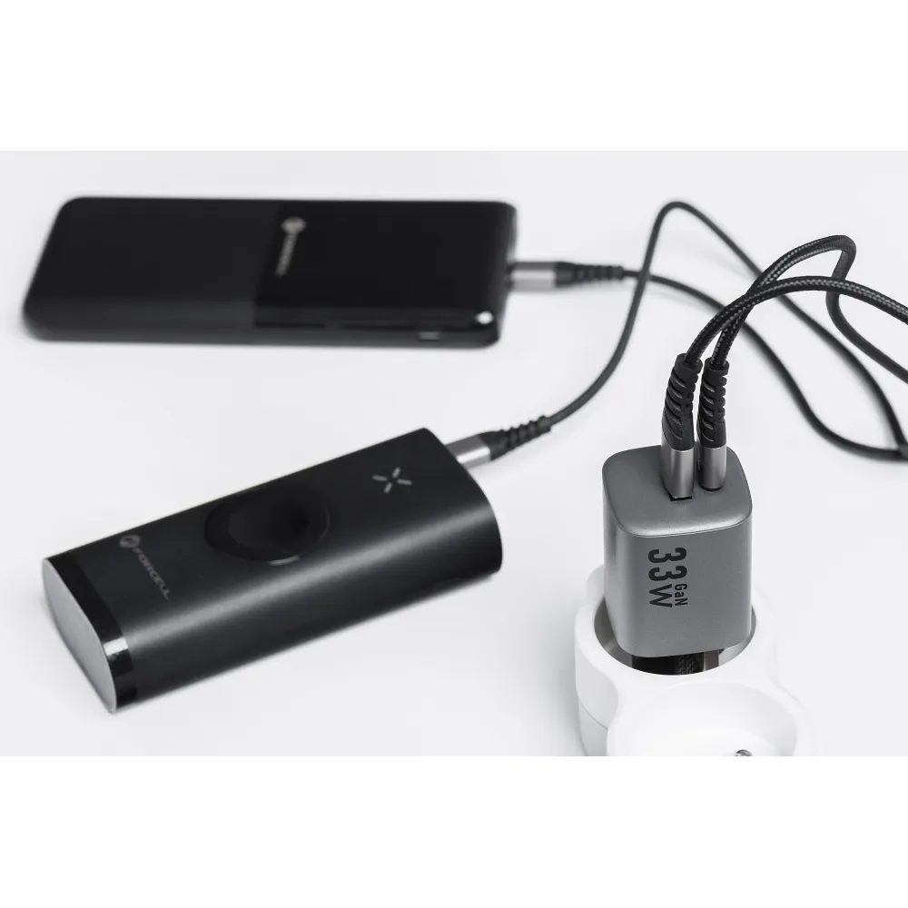 Forcell F-Energy adaptér VT-31 33W GaN USB-C a USB A, sivý