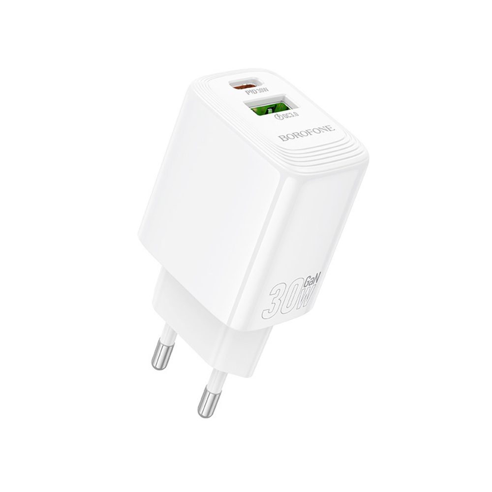 Borofone adaptér BN29 Fuente - USB + USB-C, QC 3.0, PD, 30W, bílý