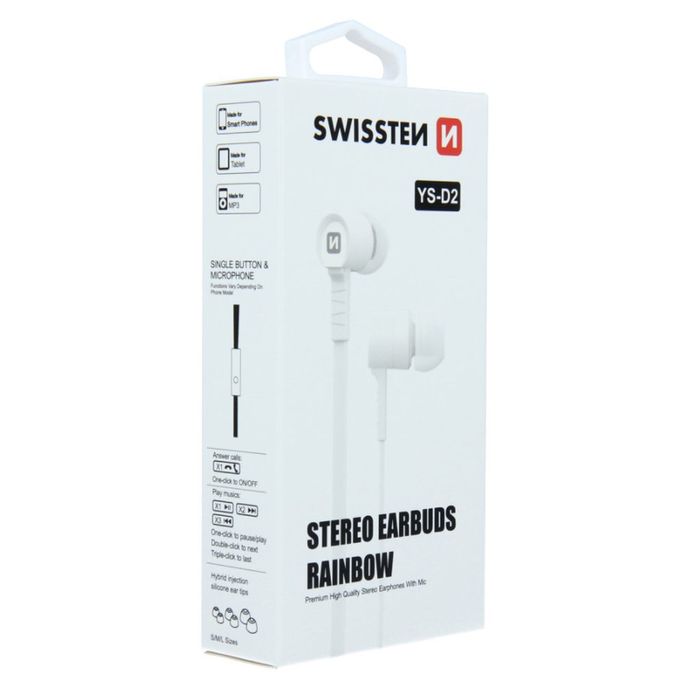 Slúchadlá Swissten Earbuds Rainbow YS-D2, Biela