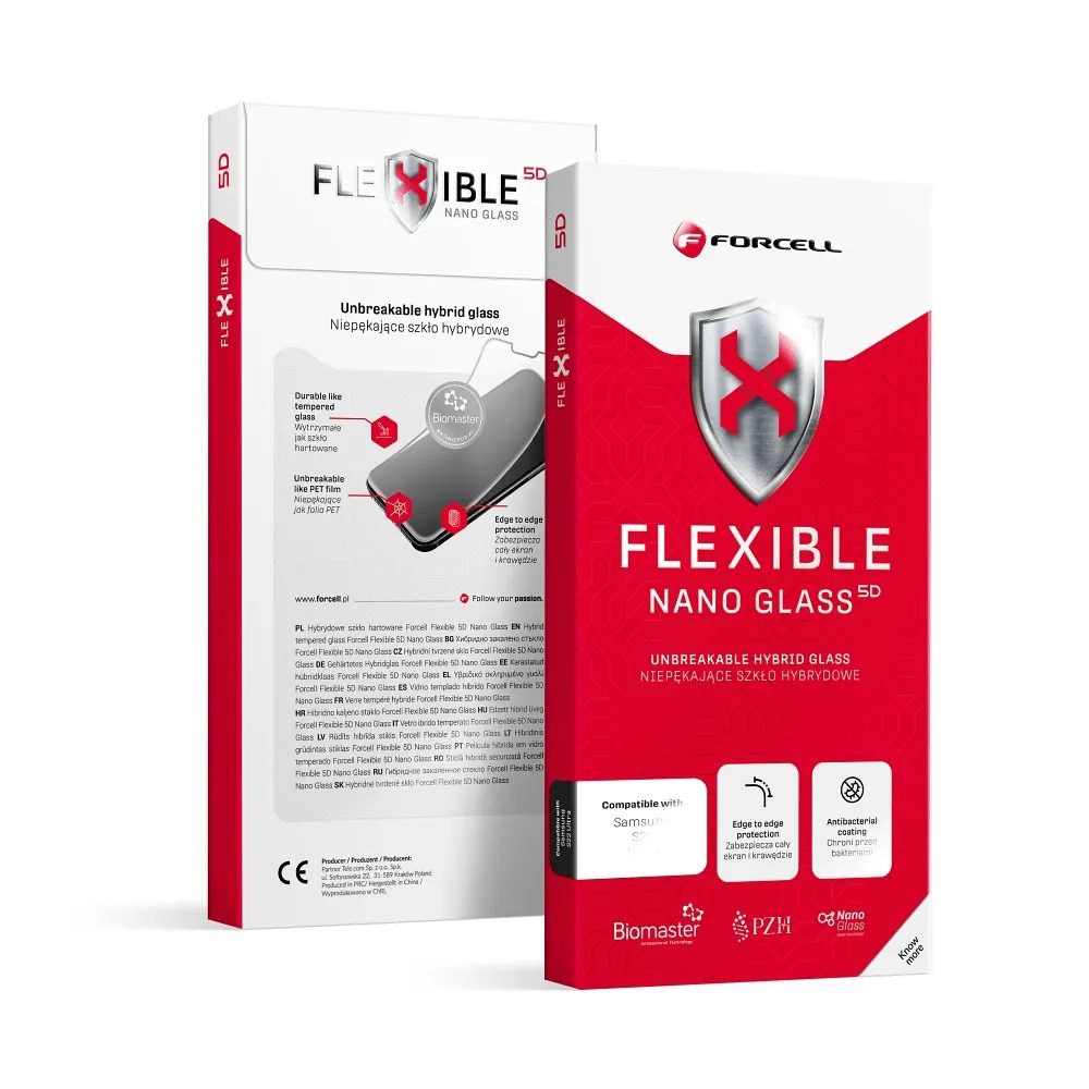 Hibridno Steklo Forcell Flexible 5D Full Glue, IPhone 15 Pro, črno