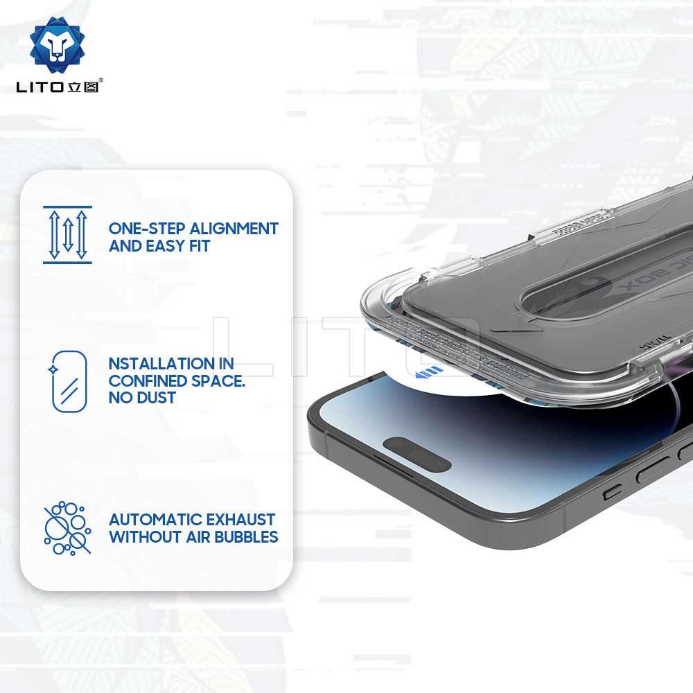 Lito Magic Glass Box D+ Szerszámok, Edzett üveg, IPhone 13 Pro Max / 14 Plus, Adatvédelem