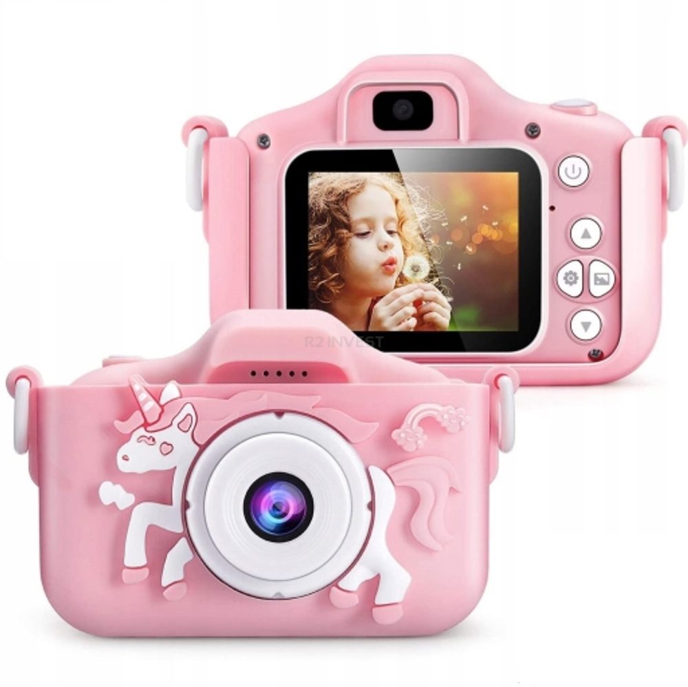 Gyermekkamera X5 Egyszarvú Motívummal, Rózsaszínű