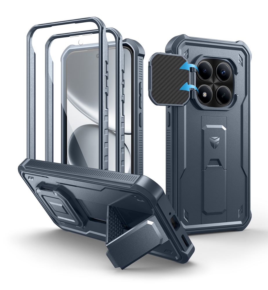 Husă Dexnor 360 Kickstand Camprotector Xiaomi Redmi Note 15 Pro 5G, albastră