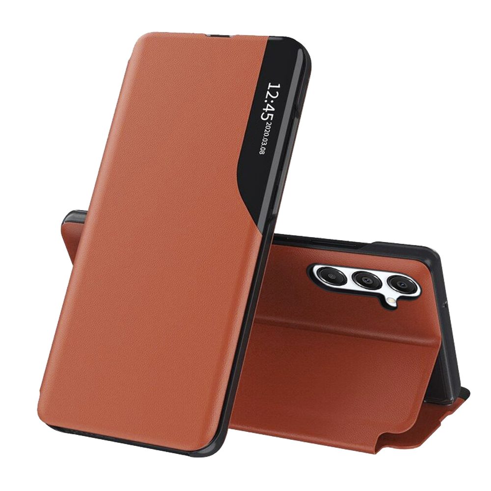 Levně Eco Leather View Case, Samsung Galaxy S25 FE, oranžové