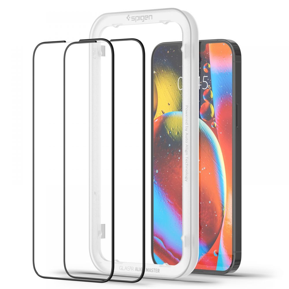 Spigen ALM Glass FC Edzett üveg 2 Darab, IPhone 13 Pro Max / 14 Plus, Fekete