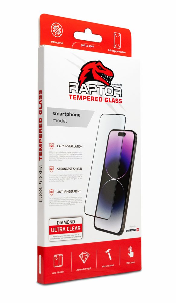 Swissten Raptor Diamond Ultra Clear 3D Tvrzené sklo, iPhone XS Max, černé