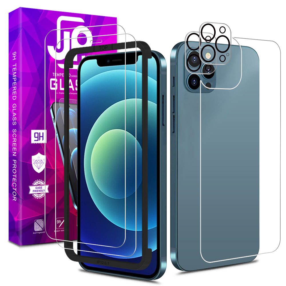 JP All Pack Edzett üveg, 2 üveg Telefononként + 2 üveg Lencsénként + 1 Hátlapi üveg, IPhone 12 Pro