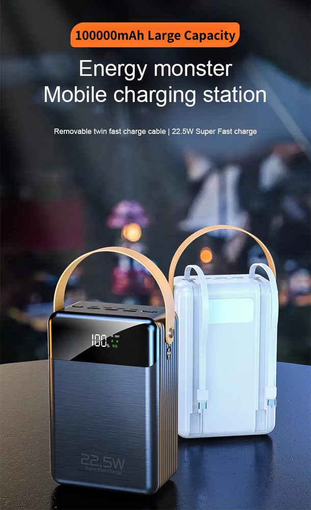 Powerbanka 100 000 mAh, 22,5W Super Fast Charge, čierna