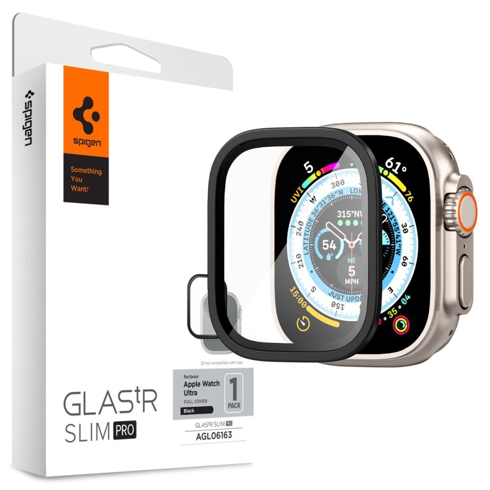 Spigen Glas.Tr Slim Pro Zaščitno Kaljeno Steklo, Apple Watch Ultra 49 Mm, črna