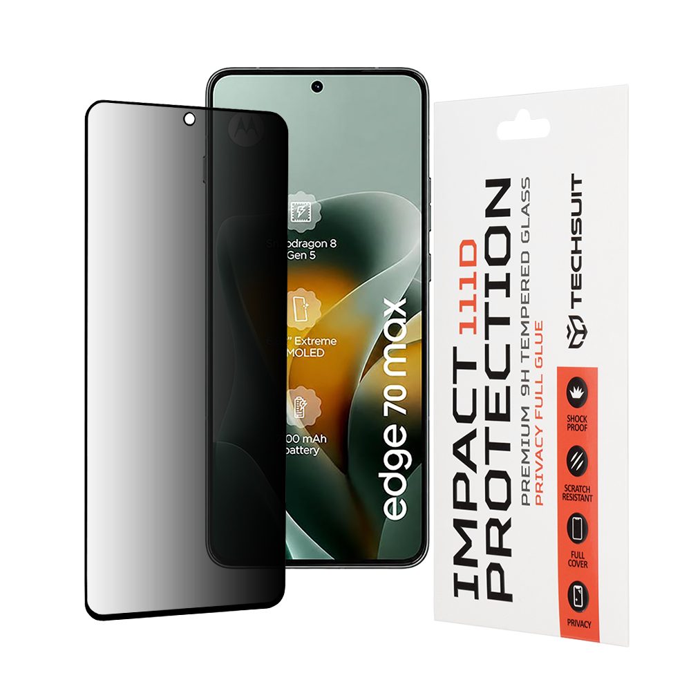 Techsuit 111D Privacy Sticlă securizată, Motorola Edge 70 Max, negru
