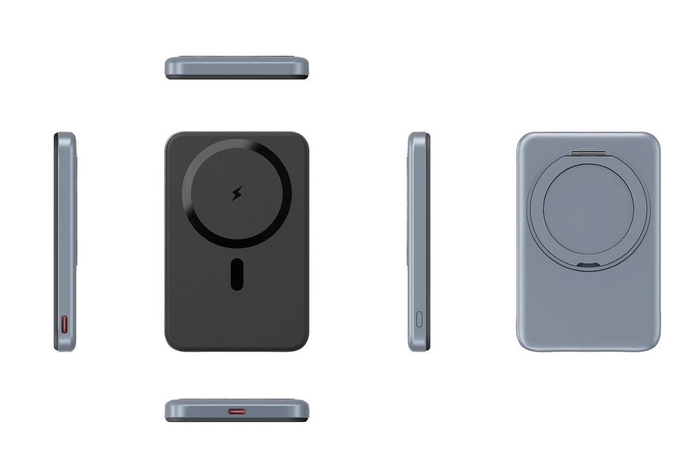 UltraThin MagSafe Powerbanka 10000 mAh s otočným stojanom, PD20W + 15W bezdrôtovo, striebornošedá