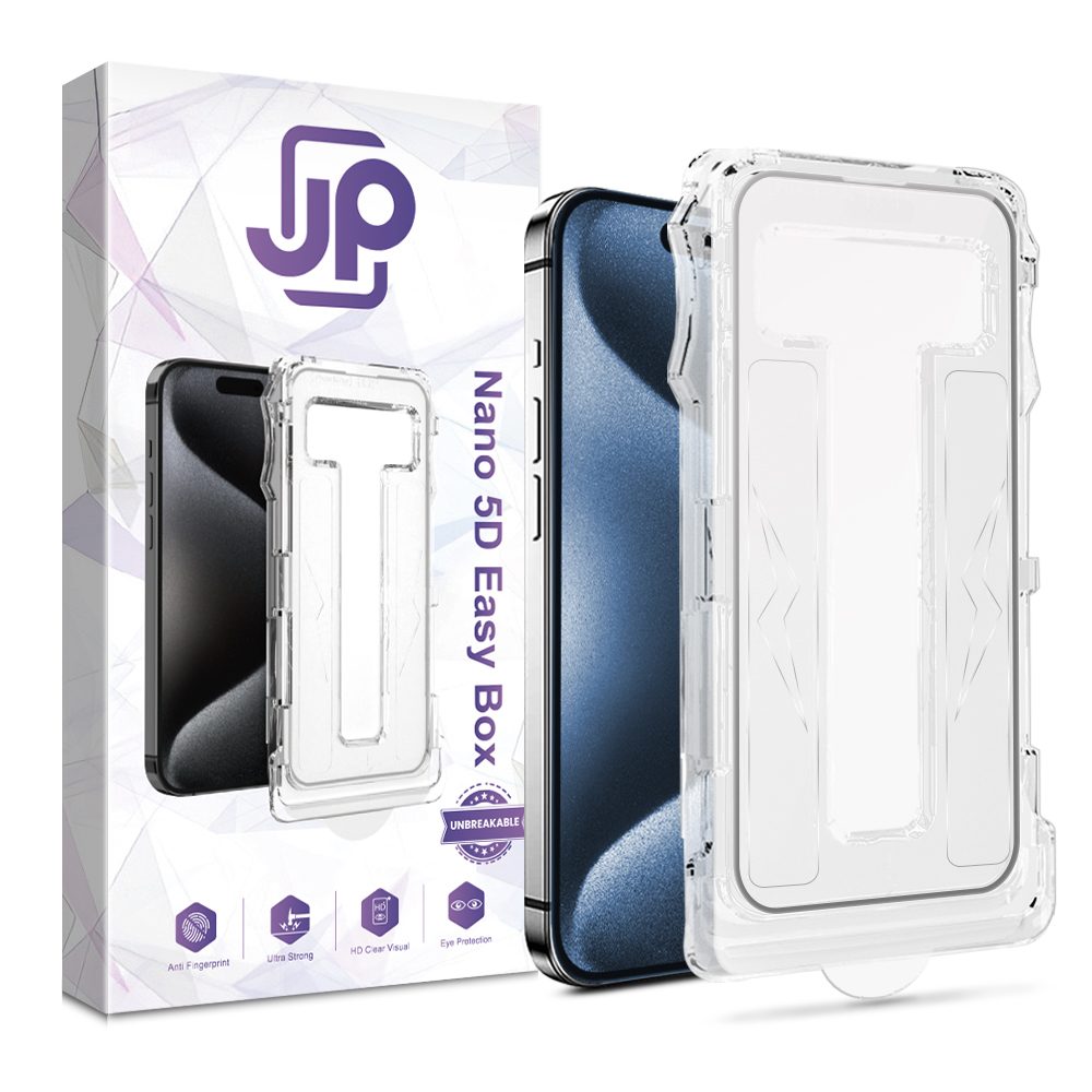 JP Nano 5D edzett üveg Easy Box, iPhone 15 Pro Max, fekete
