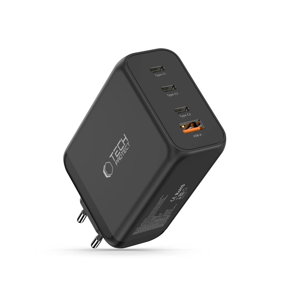Tech-Protect 4portová nabíjačka, PD 240W / QC3.0, čierna