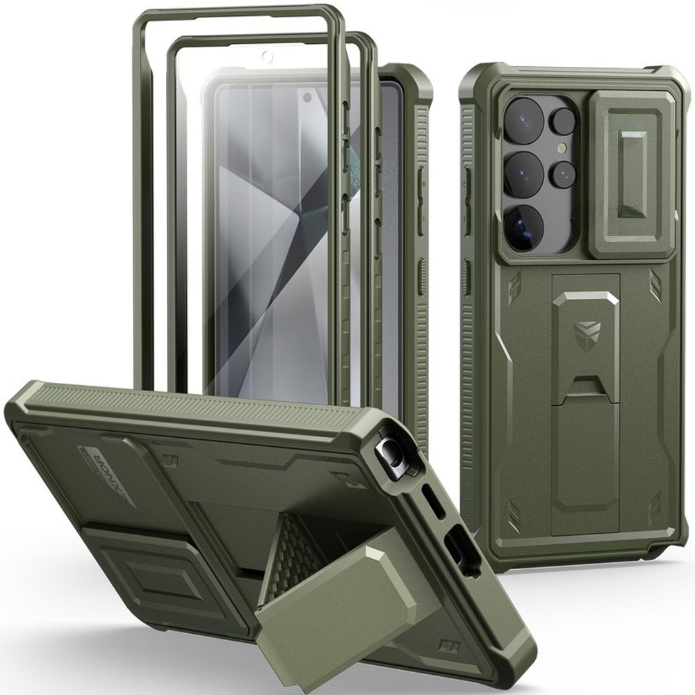 Dexnor 360 Kickstand Camprotector obal Samsung Galaxy S25 Ultra, zelený
