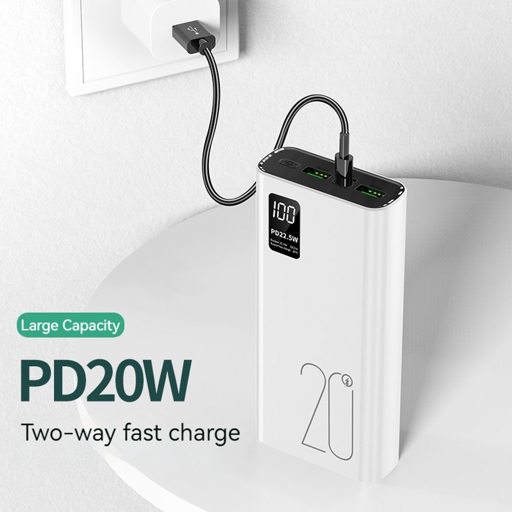 Powerbanka 20000mAh, PD 22,5 W, QC3.0, čierna