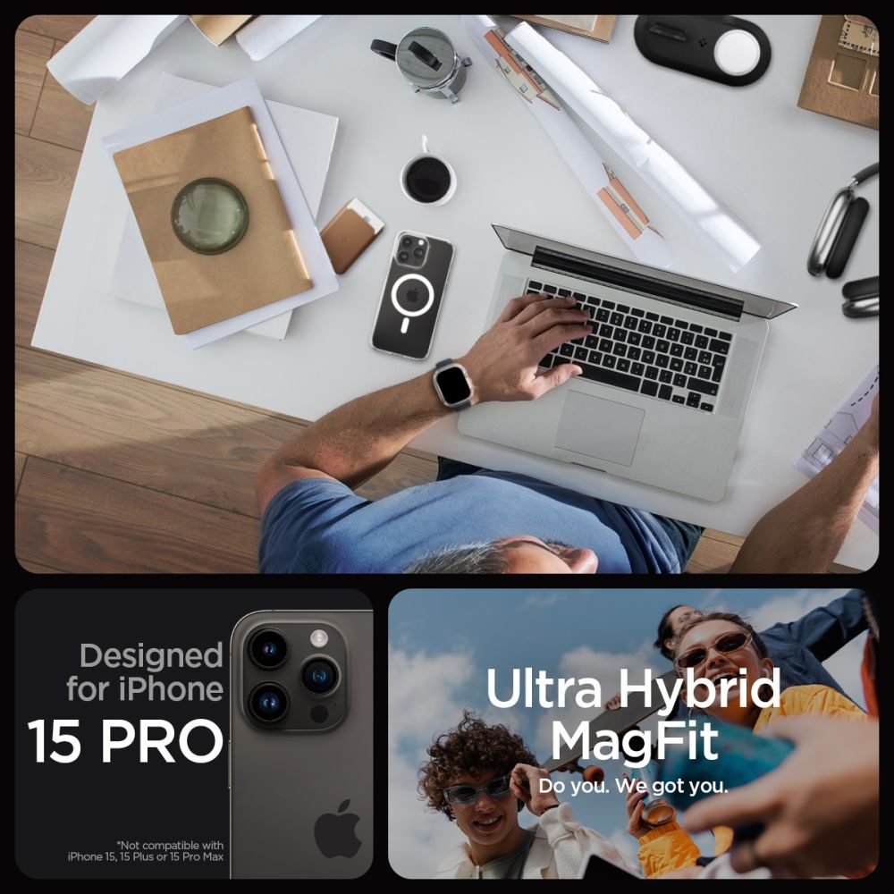 Spigen Ultra Hybrid Mag S MagSafe, IPhone 15 Pro, Bílý