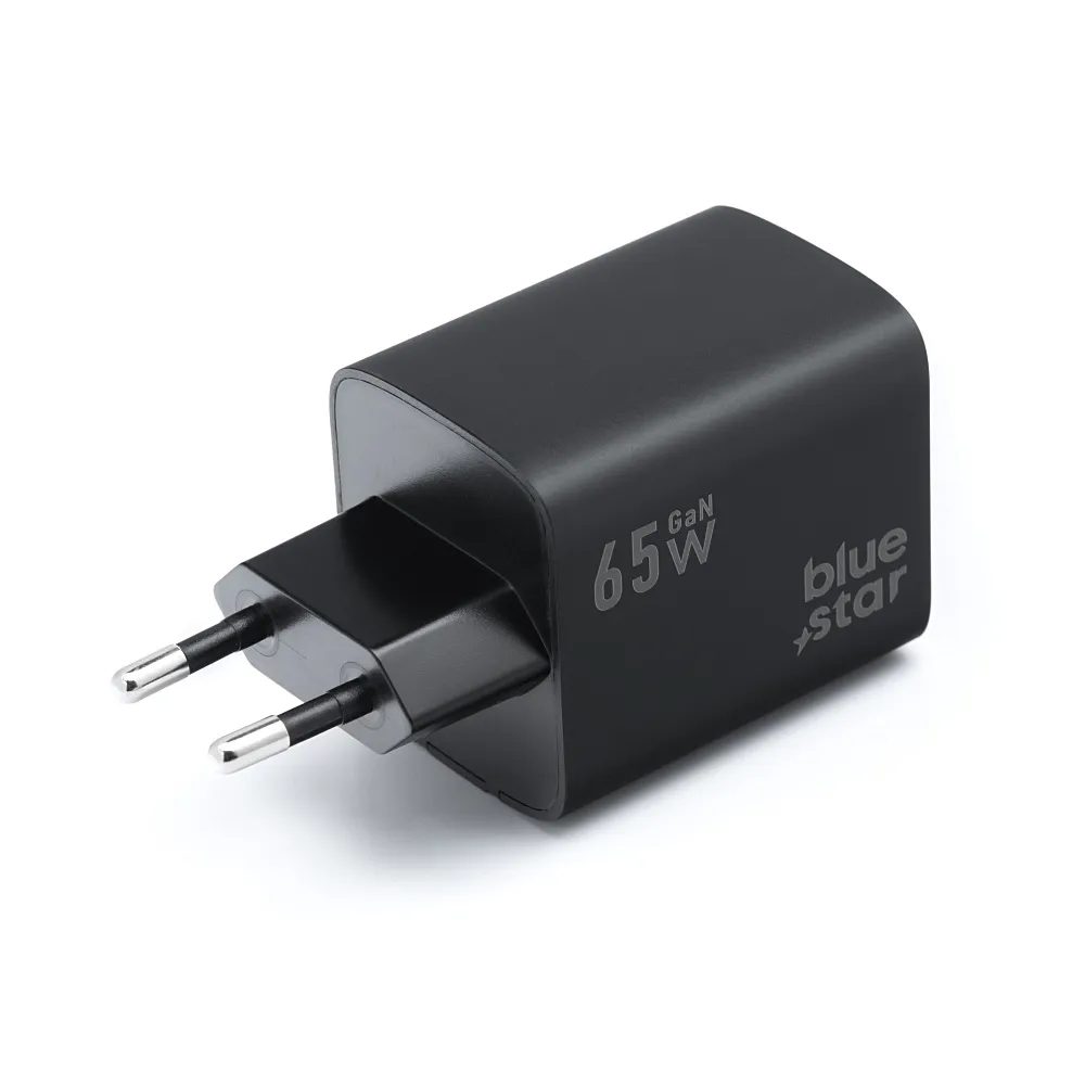 BlueStar adaptér 2x USB-C, USB-A, 65W, čierny