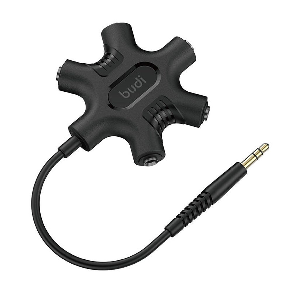 Budi Rockstar Adapter AUX Mini Jack 3,5 mm na 5x Mini Jack 3,5 mm, černý