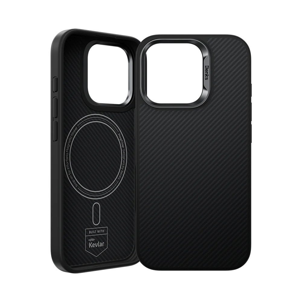 Benks Magnetic Armor Pro Kevlar obal Metal Frame, iPhone 16 Pro Max, čierny