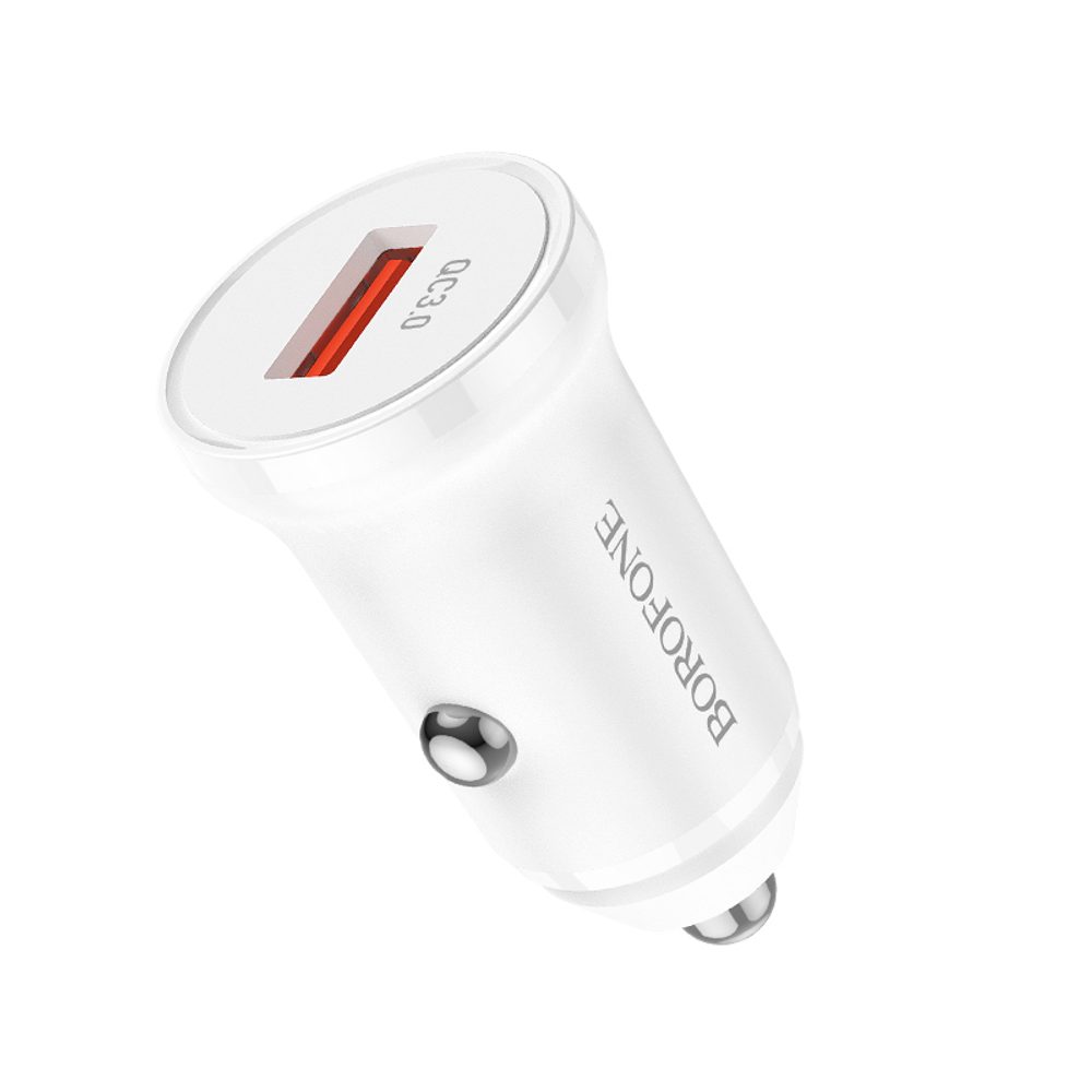 Borofone BZ18 Avto Adapter - USB - QC 3.0 18W, Bel