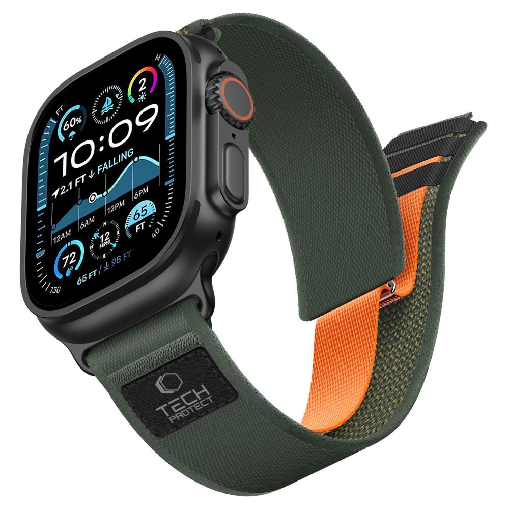 Tech-Protect Nylon Elite Apple Watch 8 / 9 / 10 / 11 / 12 / SE / Ultra (44 / 45 / 46 / 49) mm, zeleno-narančasta