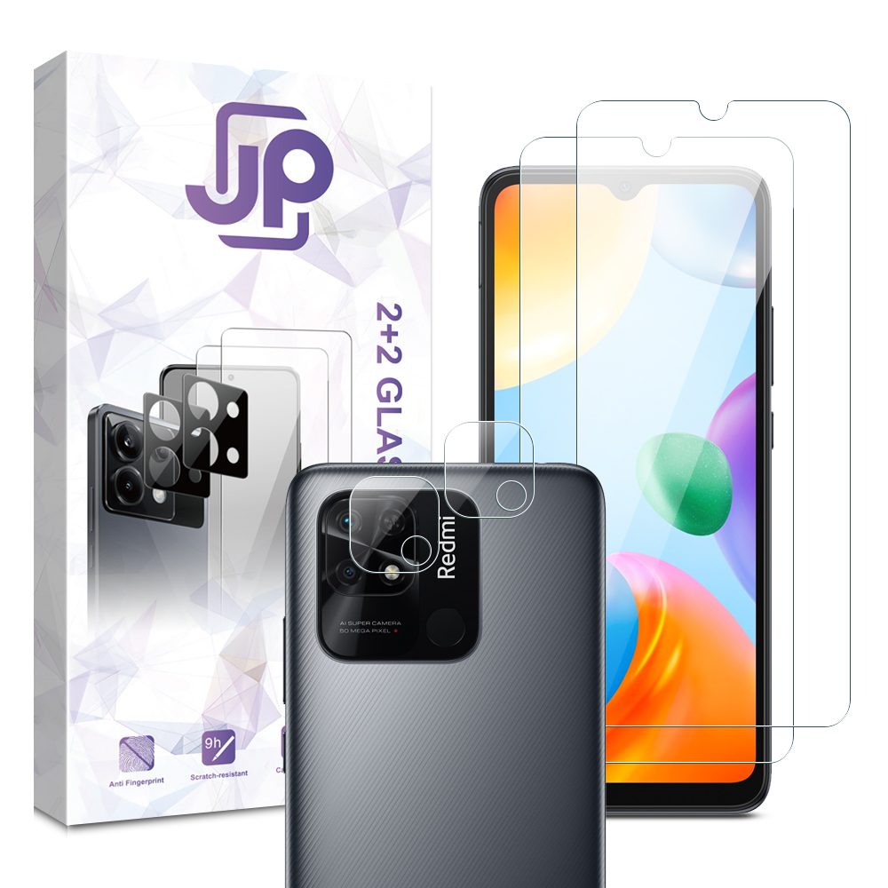 Levně JP Combo pack, Sada 2 tvrzených skel a 2 sklíček na fotoaparát, Xiaomi Redmi 10C