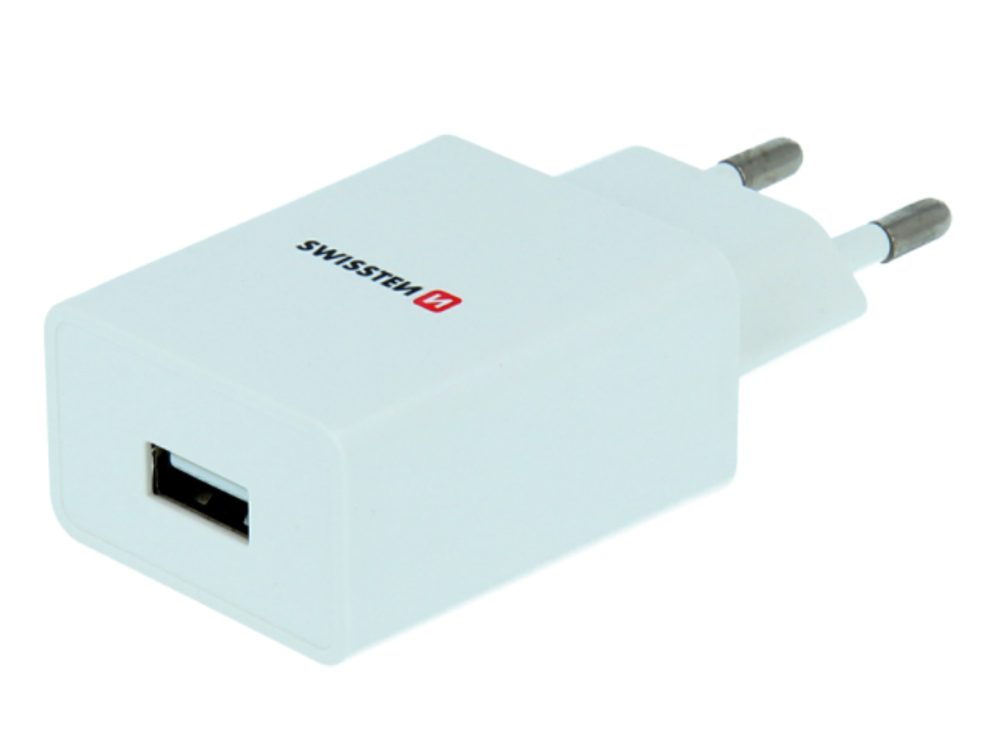 Swissten Hálózati Adapter Smart IC 1x USB, 1A Teljesítmény, Fehér