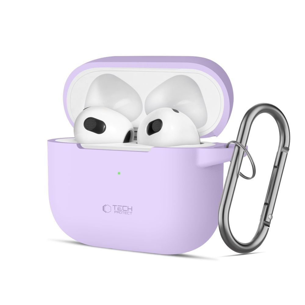 Levně Tech-Protect Silikonové pouzdro, Apple AirPods 3, fialové