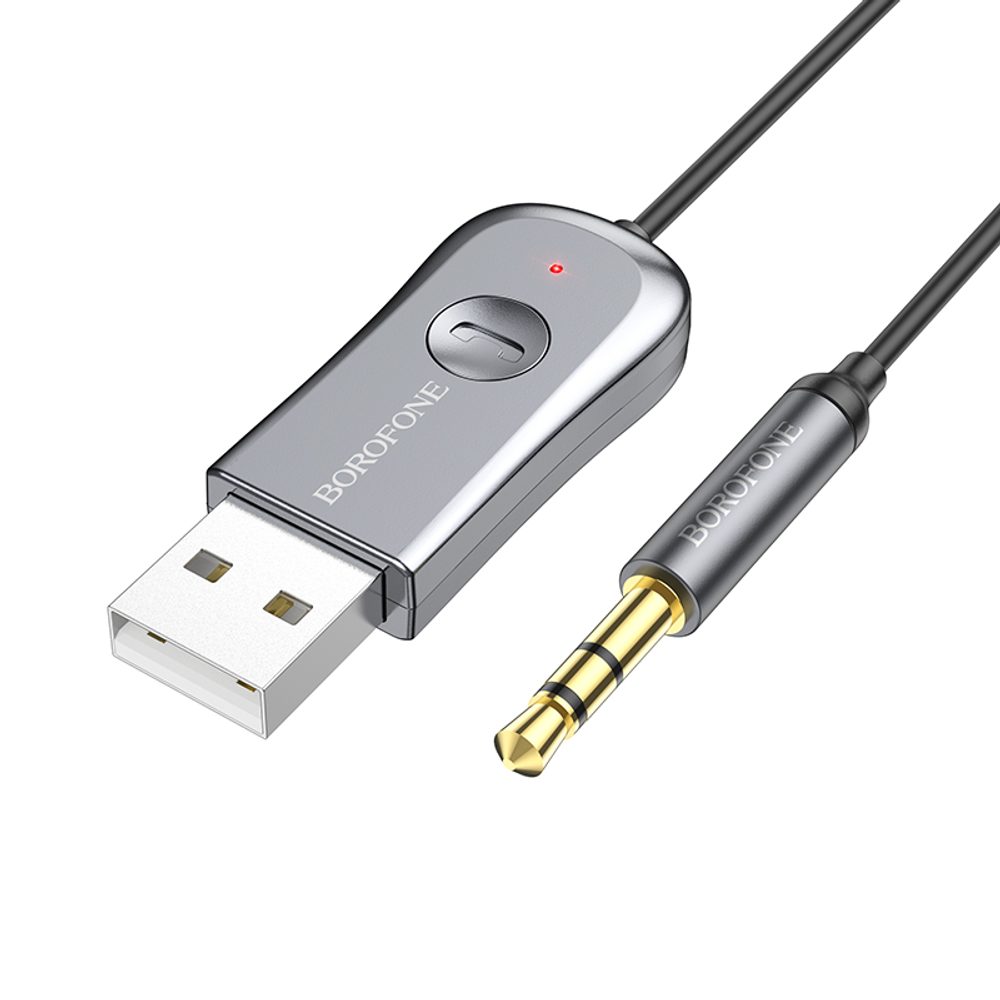 Borofone BC44 Bluetooth Audio Adaptér - USB Na 3,5 Mm Jack, Sivý
