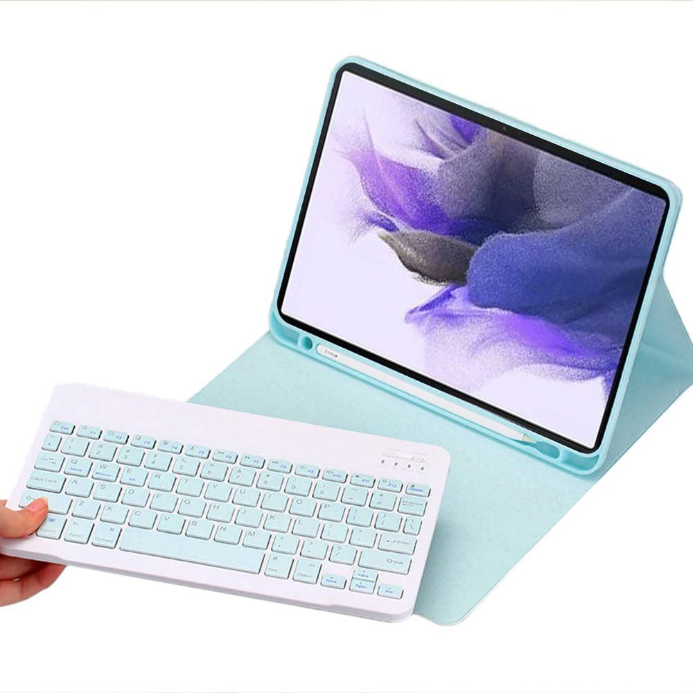 Levně Pouzdro s Bluetooth klávesnicí pro Samsung Galaxy Tab S7 FE / S7 Plus, modré