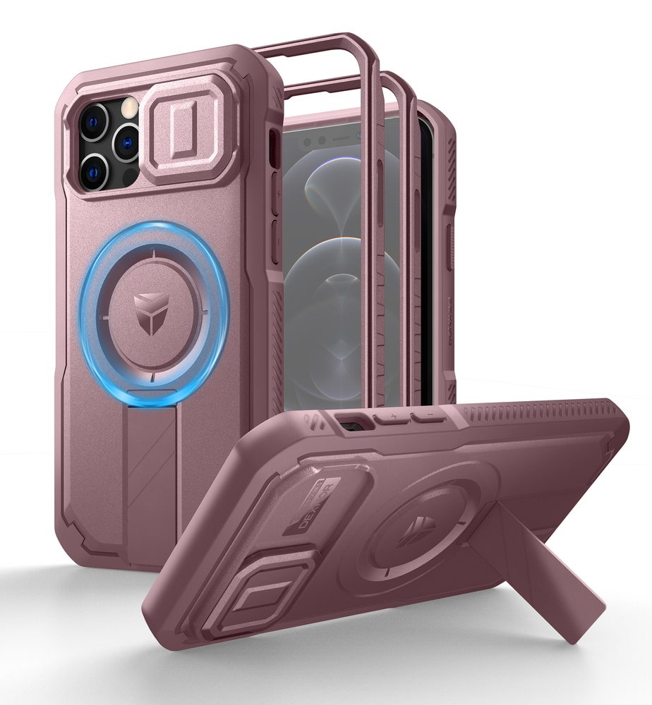 Levně Dexnor MagSafe 360 Kickstand Camprotector obal iPhone 12 / 12 Pro, růžový