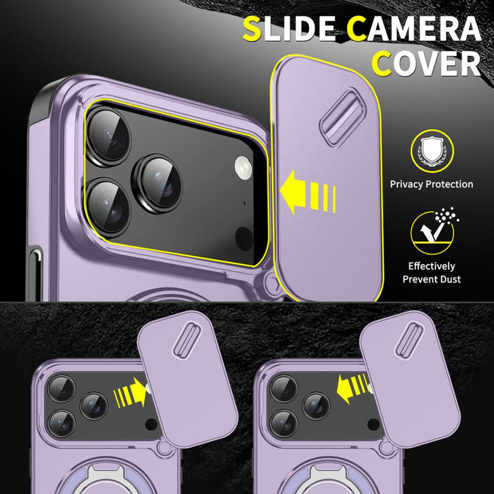 Camslide Stand obal, iPhone 17 Pro Max, fialový