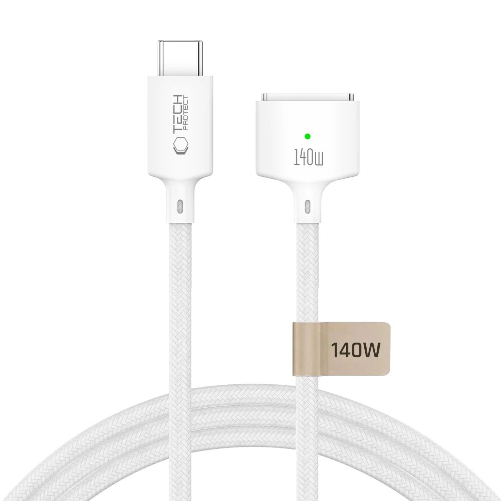 Cablu magnetic Tech-Protect MMC01 UltraBoost USB-C - MagSafe 3 pentru MacBook, 140 W, 3 m, alb