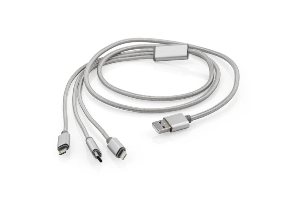 JP Glow kábel 3in1 USB - USB-C / Lightning / Micro USB, 1 m, fehér
