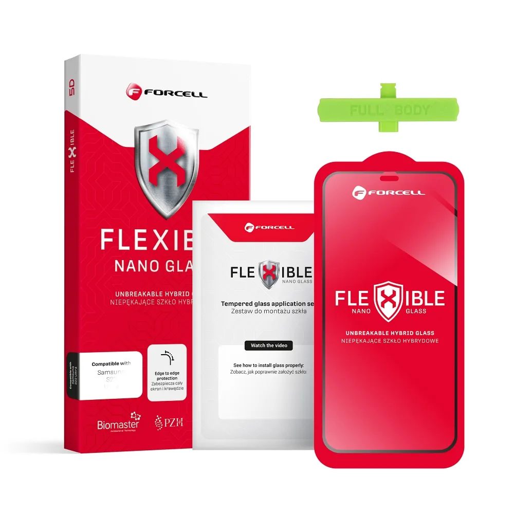 Forcell Flexible 5D Full Glue Hibrid üveg, IPhone 12 / 12 Pro, Fekete