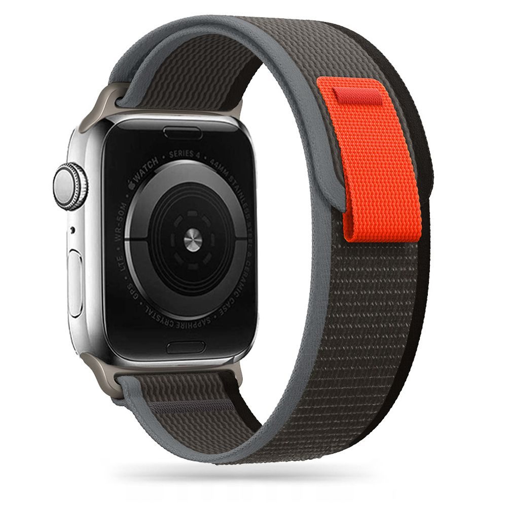 Tech-Protect Nylon Pásek, Apple Watch 4 / 5 / 6 / 7 / 8 / 9 / SE (38 / 40 / 41 Mm), černo-oranžový