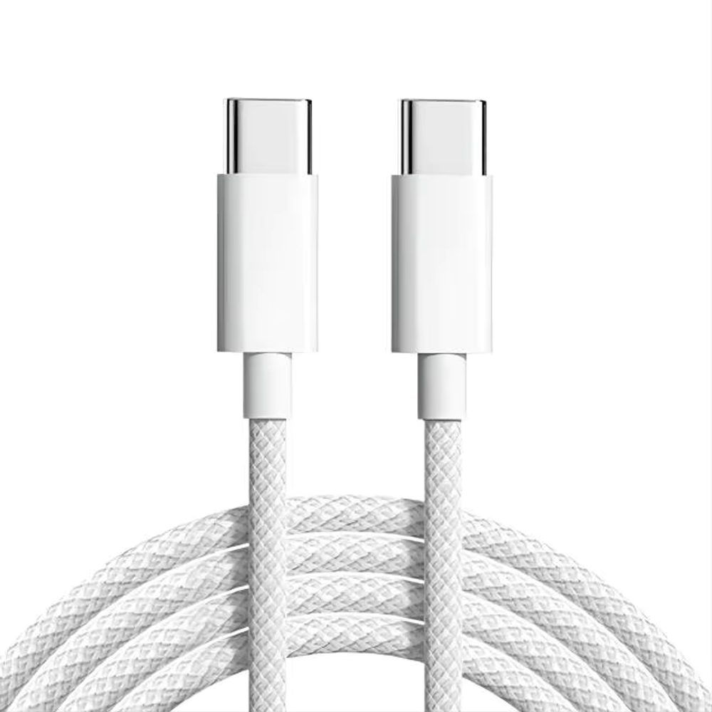 JP nylonový kábel USB-C na USB-C, biely, 1 meter