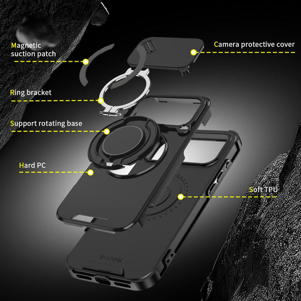 Camslide Stand obal, iPhone 17 Pro Max, čierny