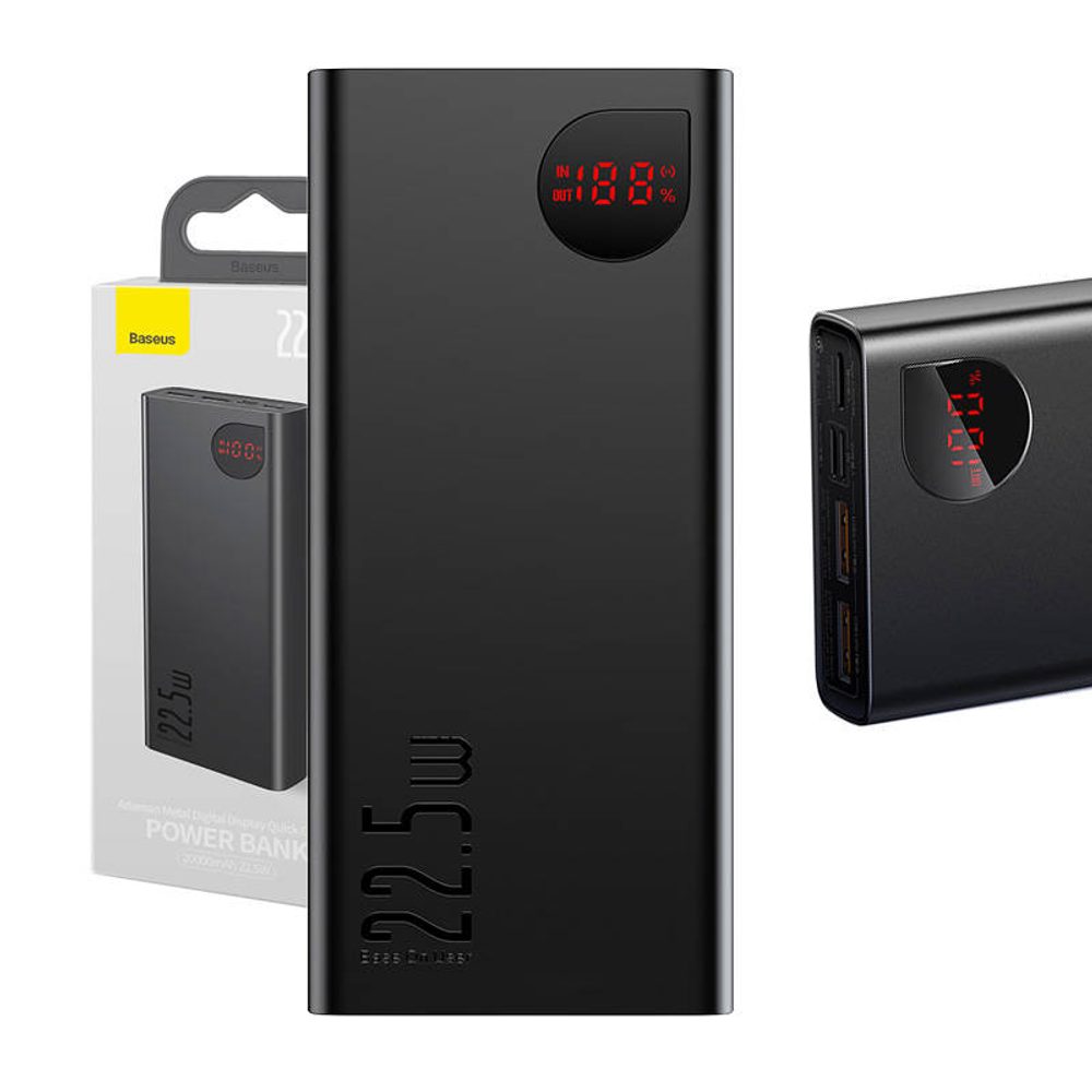 Baseus Adaman fém Powerbank 20000mAh, 22,5W, fekete