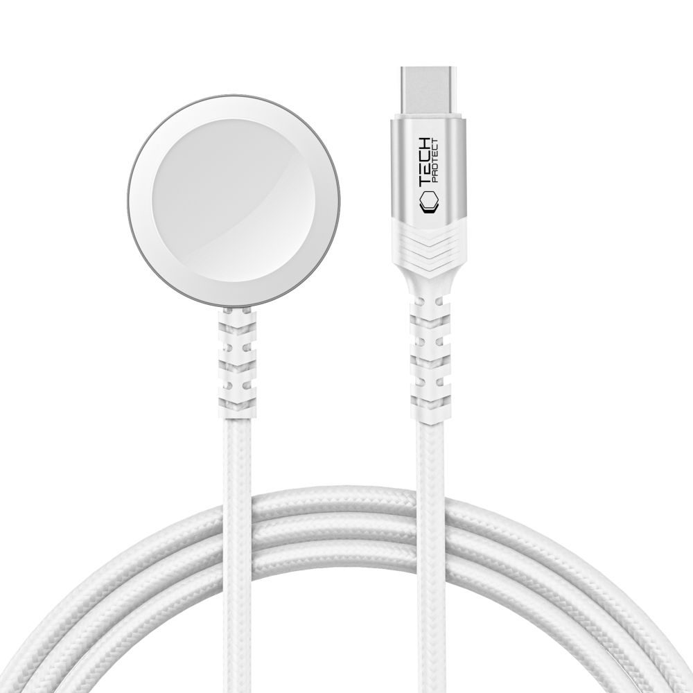 Tech-Protect UltraBoost MC01 mágneses töltőkábel Apple Watch-hoz - USB-C, 1,2 m, fehér