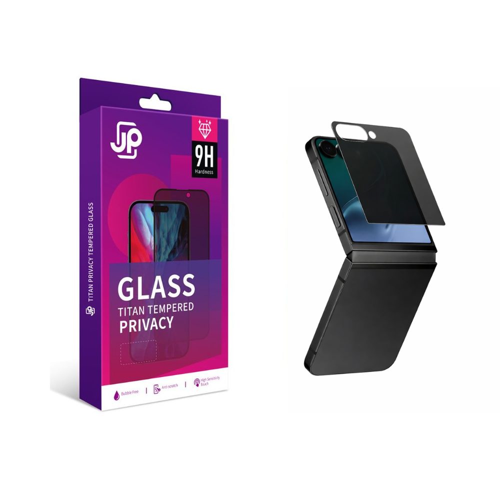 Levně JP Titan Privacy extra odolné tvrzené sklo, Samsung Galaxy Z Flip 7, černé