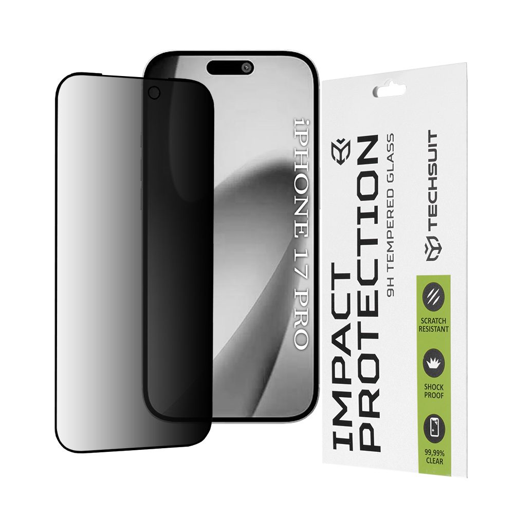 Techsuit 111D Privacy Tvrdené sklo, iPhone 17 Pro, čierne