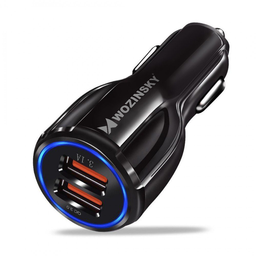 Încărcător Auto Universal Wozinsky, 2x USB Quick Charge 3.0 QC3.0 3.1A, Negru (WCC-02)